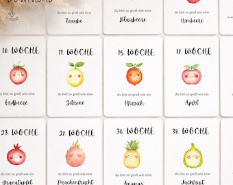 Milestone cards, fruit, pregnancy keepsake, week cards, baby bump photoshoot, pregnancy gift, baby book
