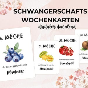 Cartes marquantes de la grossesse avec des fruits | Cartes bébé hebdomadaires | Cartes Livre de bébé, Album de bébé et Album photo | Cadeau pour femme enceinte I Télécharger