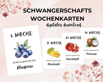Pregnancy Milestone Cards with Fruit | Baby Weekly Charts | Cards for Baby Book, Baby Album & Photo Album | Gift for Pregnant Women | Download