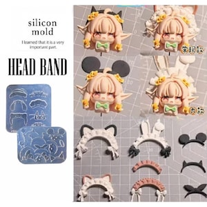 Headband Hair Stylist for Doll in Clear Silicone Chibi Figure Anime Clay Statue Cake Decoration Sugar Art Multi Proposal Mold