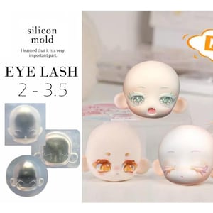 DOLL FACE w EYELASH Clear Silicone Chibi Figure Anime Clay Statue Cake Decoration Sugar Art Multi Proposal Mold