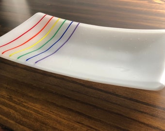 Rainbow Fused Glass Sushi Dish