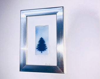 Fused glass evergreen tree wall art