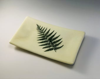 Fern Fused glass sushi dish