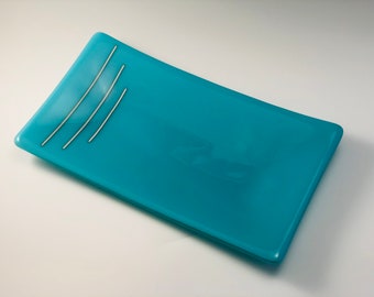 Turquoise and Vanilla fused glass sushi diah