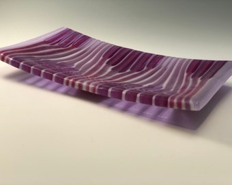 Pink One-of-a-kind fused glass sushi dish