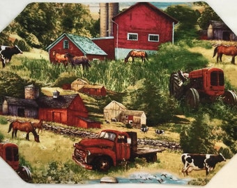 Placemats…”Farm to Table”….Delightful Farm Design…Set of Four… Free Shipping