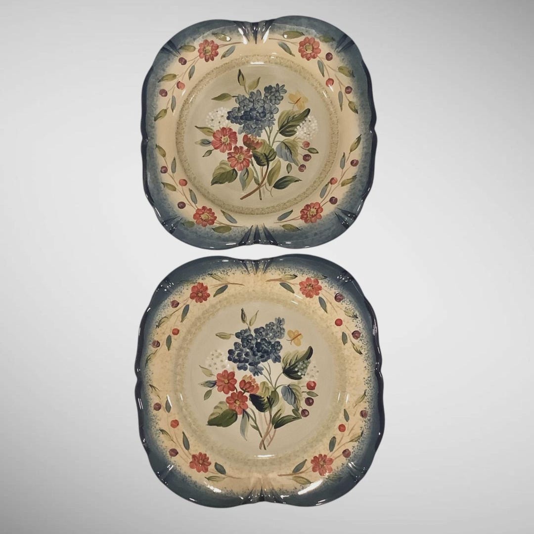 Pair of Large CI Flora Platters/ 11.25