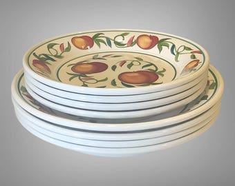 Portmeirion Studio Orchard Fruit Dinner Plates & Salad Plates, Set of 8, Hand Painted