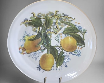 Ceramica Cuore Italy Large 15" Pasta Bowl & Serving Platter, Lemon Citrus Motif