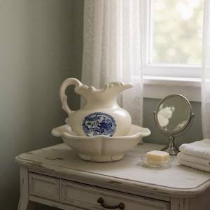 McCoy Pottery Blue Willow pitcher and bowl set
