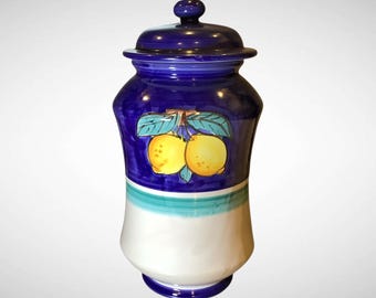 Assunta Positano Italian Hand Painted Lemon Canister & Jar