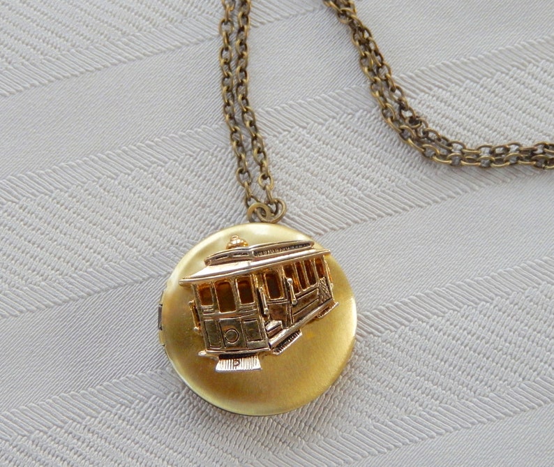 Trolley Locket Locket Necklace Vintage Trolley Gift for Her