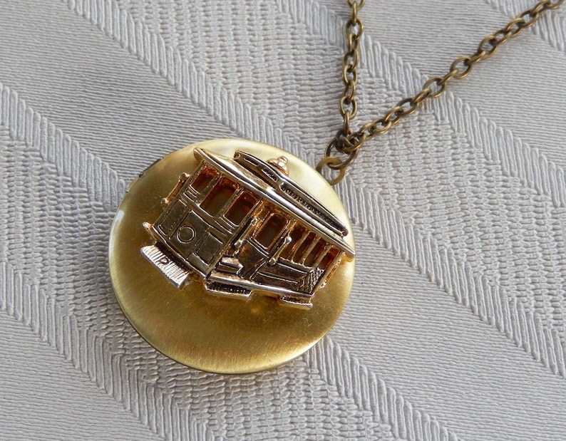 Trolley Locket Locket Necklace Vintage Trolley Gift for Her