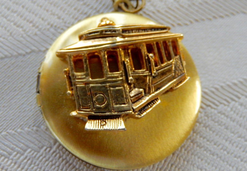 Trolley Locket Locket Necklace Vintage Trolley Gift for Her