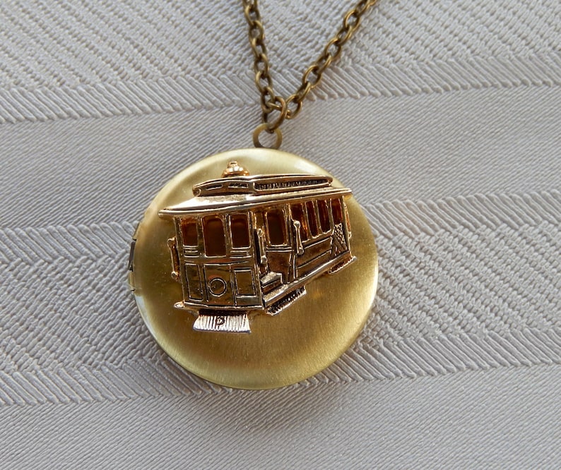 Trolley Locket Locket Necklace Vintage Trolley Gift for Her