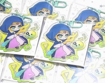 Zelda Glitter Keychain: Zelda Echoes of Wisdom Arcylic Keychain, Princess Zelda Chibi Charm, Kawaii Game Merch