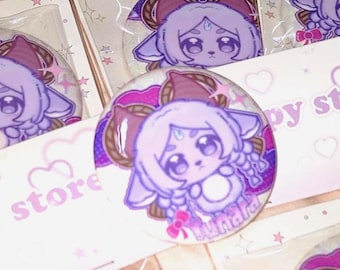Yunara Glitter Button & Keychain: League of Legends Acrylic Badge, Cute Kawaii Fan March, lol fan art