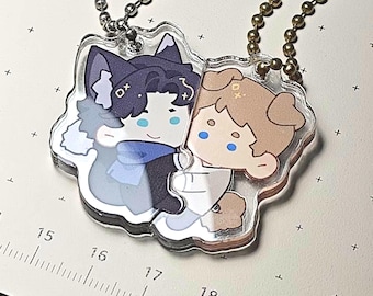 Sherlock & John Magnetic Acrylic Keychain: Chibi charm, detachable matching keychain, Sherlock BBC Fan Art