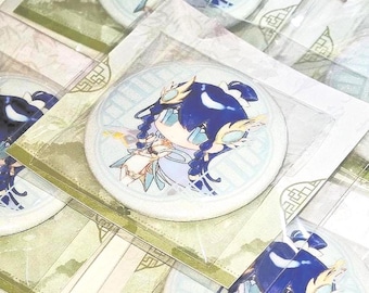 Irelia Button: League of Legends double glitter pin, Kawaii game fan art