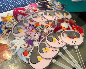 Sonic Acrylic Drink Stirrer | Sonic Shadow Amy Maria Dessert Topper Photo Prop | Sonic Cafe Theme Anime Merch