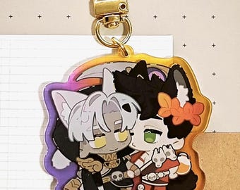 Hades ThanZag Acrylic Keychain: Hades Thanatos & Zagreus Chibi Charm, Cute Kawaii Couple keychain