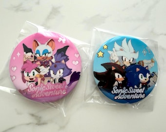 Sonic Sweet Adventure Button Pin Set: Sonic Shadow Silver Blaze Rouge Chibi Pixel Art Badge | Cute Anime Game Ita Bag Accessory Gift