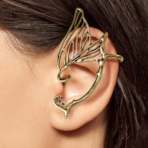 Feenflügel, Elfen Ohrmanschette – Handgefertigte Elfen Ohrmanschette, Woodland Fantasy Ohrringe, Cosplay Festival Schmuck, Fairycore Accessoires