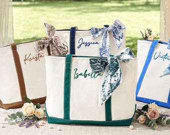 Personalized Embroidered Canvas Tote Bag, Custom Bachelorette Beach Wedding Gift