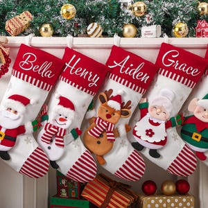 Gepersonaliseerde kerstsokken voor het hele gezin, aangepaste kerstsokken met naam, decoratiecadeau voor de feestdagen, kerstsokken, kerstdecor