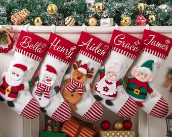 Bas de Noël de famille personnalisés, bas de Noël personnalisés avec nom, cadeau de décoration de vacances, bas de Noël, décoration de Noël