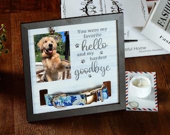 Targa commemorativa per collare di animali domestici, cornice commemorativa in legno per cani con porta collare, regali commemorativi per cani, regalo per la perdita di un animale domestico, regalo di condoglianze per animali domestici, stampa fotografica di animali domestici