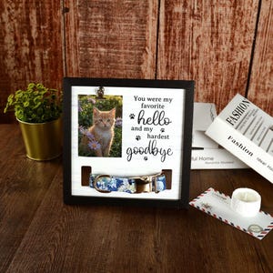 Custom Pet Photo Holder, Memorial Pet Collar Sign, Dog Memorial Wood Frame With Collar Holder, Dog Memorial Gifts, Pet Loss Gift