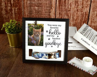 Portafoto personalizzato per animali domestici, cartello commemorativo per collare, cornice commemorativa in legno per cani con portacollare, regali commemorativi per cani, regalo per la perdita di un animale domestico
