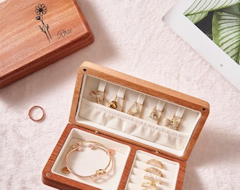 Personalisierte Holz Schmuckschatulle, Schmuckschatulle für Geburt, Brautjungfer, Valentinstag, Geschenk für Mama und Sie, Weihnachtsgeschenke