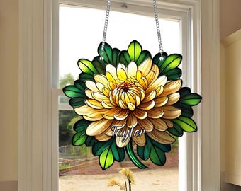 Acchiappasole con fiori di nascita in acrilico personalizzato, decorazione da appendere alla finestra, regalo per la festa della mamma, fiore del mese di nascita, acchiappasole con fiori di nascita, regalo per lei