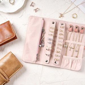 Personalized Jewelry Roll Pouch, Jewelry Travel Accessory, Bridesmaid Proposal, Travel Jewelry Case, Gift for Women, Valentine’s Day