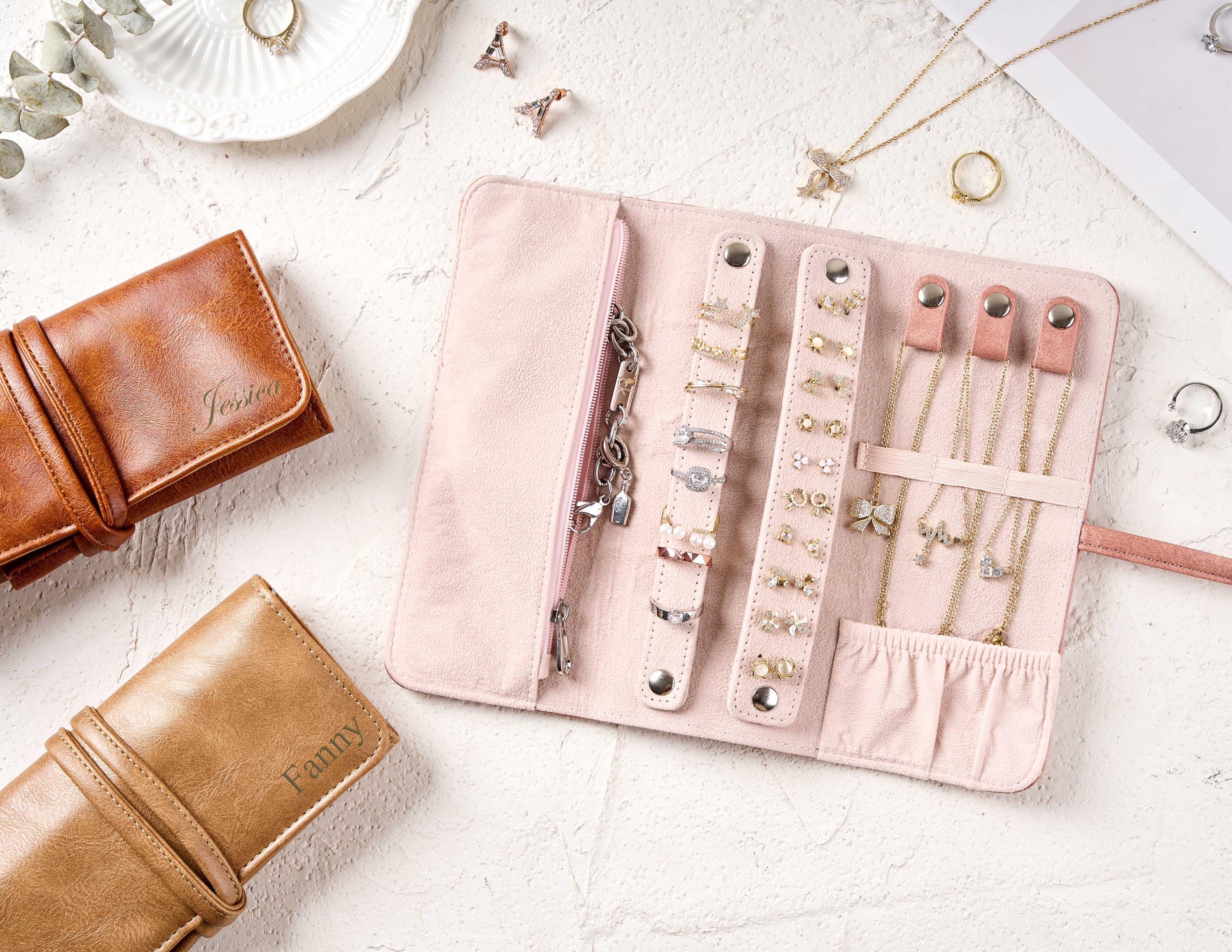 Personalized Jewelry Roll Pouch, Jewelry Travel Accessory, Bridesmaid Proposal, Travel Jewelry Case, Gift for Women, Valentine’s Day