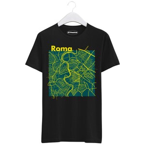 T-shirt Rome Italie carte de la ville, moderne et audacieux, design unique, souvenir de voyage
