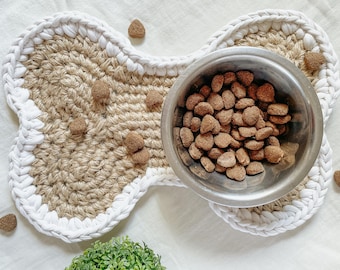 Crochet Dog Bone Placemat Pattern | Jute & T-Shirt Yarn (PDF Pattern)