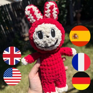 Smiling Bunny CROCHET PATTERN, Amigurumi Labubu Fan Art Plushies, Creepy Cute Monster Rabbit Toy, Ugly sweetie Lafufu,PDF Download