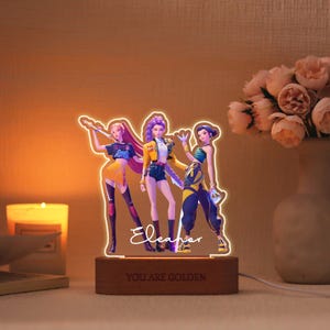Personalised K-Pop Night Light – Custom Demon Huntrix , Anime Mira Rumi Zoey Fan Gift, Birthday Christmas Gift, Kpop Lovers Gift