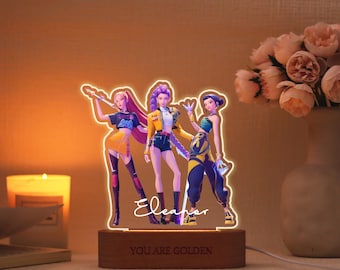 Personalisierte K-Pop Nachtlicht - Benutzerdefinierte Dämon Huntrix, Anime Mira Rumi Zoey Fan Geschenk, Geburtstag Weihnachtsgeschenk, Kpop Liebhaber Geschenk