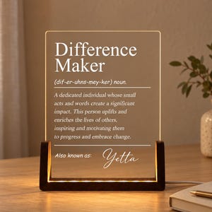 Personalisierte Nachtlampe „Der Unterschied“, Geschenk zur Wertschätzung von Mentoren, Dankeschön-Geschenk für Lehrer, Abschiedsgeschenk, Schreibtischdekoration, Geschenk für Menschen, die den Unterschied machen