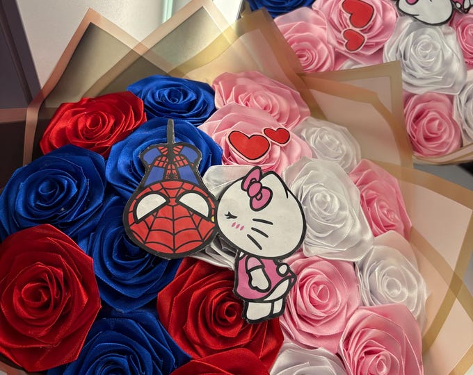 Hello Kitty Spider-man Eternal Rose Bouquet - Etsy