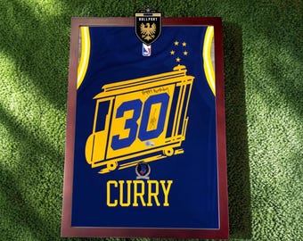 Camiseta autografiada de Curry #30 de los Golden State Warriors, modelo The City - Nueva llegada - Con o sin marco, certificada por Beckett, código QR (Lea la descripción)