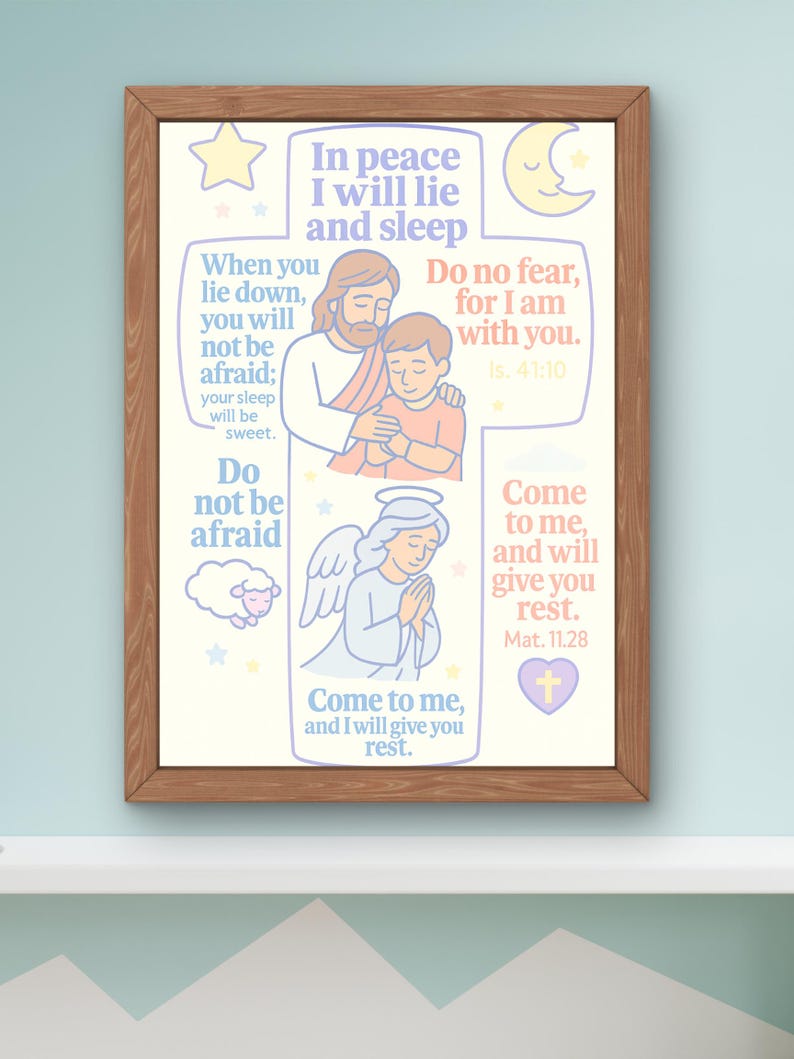 Christian Kids’ Bedtime Printable Image | Bible Verse Sleep Art | Jesus ...