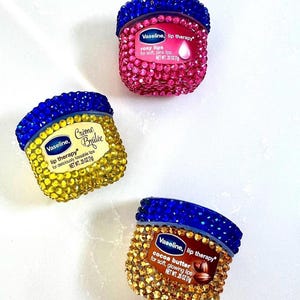 Custom Mini Lip Vaseline | Rhinestone Bling Lip Therapy | Pick your flavor | Party favors - Bridesmaids Gifts -
