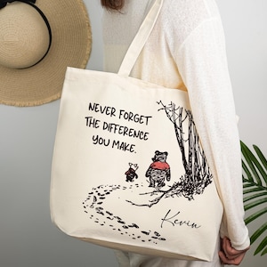 N'oubliez jamais la différence que vous faites, Sac cadeau de remerciement personnalisé pour enseignant, Sac cadeau personnalisé pour enseignant, Sac fourre-tout en toile Campus, Cadeau prénom pour enseignant