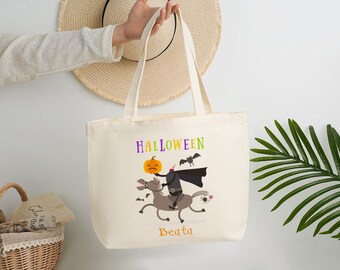 Gepersonaliseerde draagtas Halloween, draagtas canvas, draagtas aangepaste naam, draagtas Halloween, Halloween draagtas voor kind, draagtas Halloween voor cadeau, Snoepzakjes Halloween